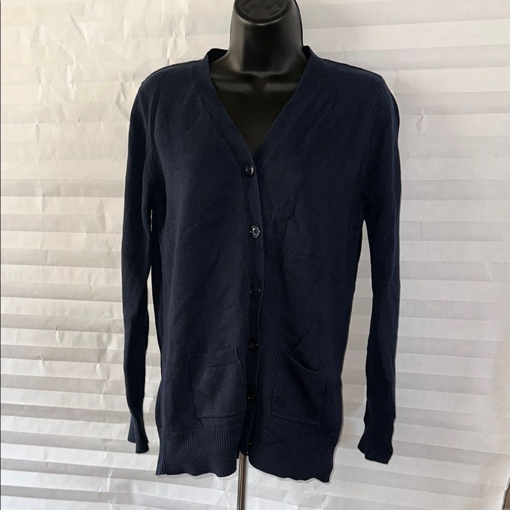 Cat & Jack Dark Blue Cardigan Sweater Size XL (14-16) Kids Pockets Long Sleeve